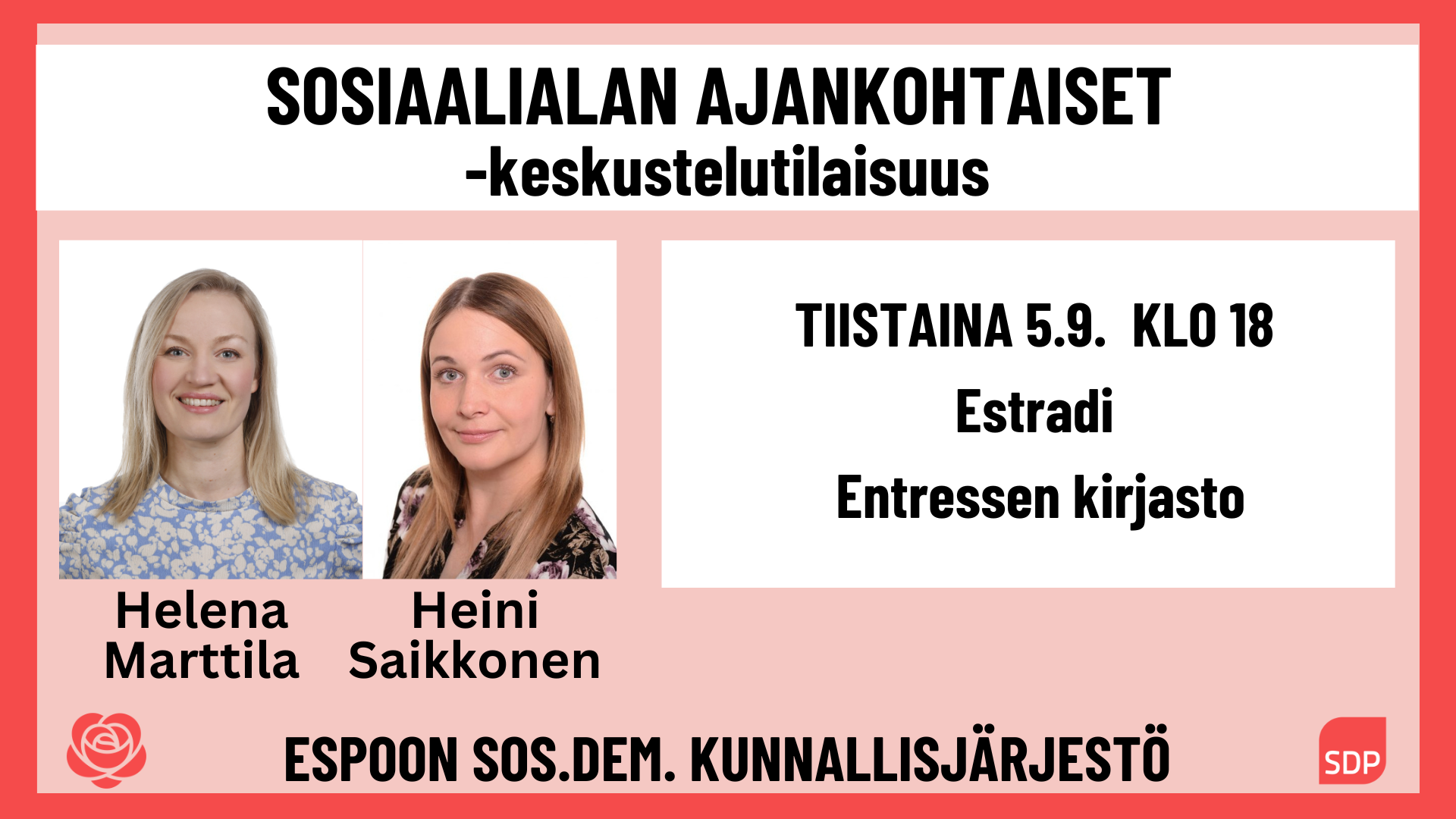 Sosiaalialan ajankohtaiset -keskustelutilaisuus