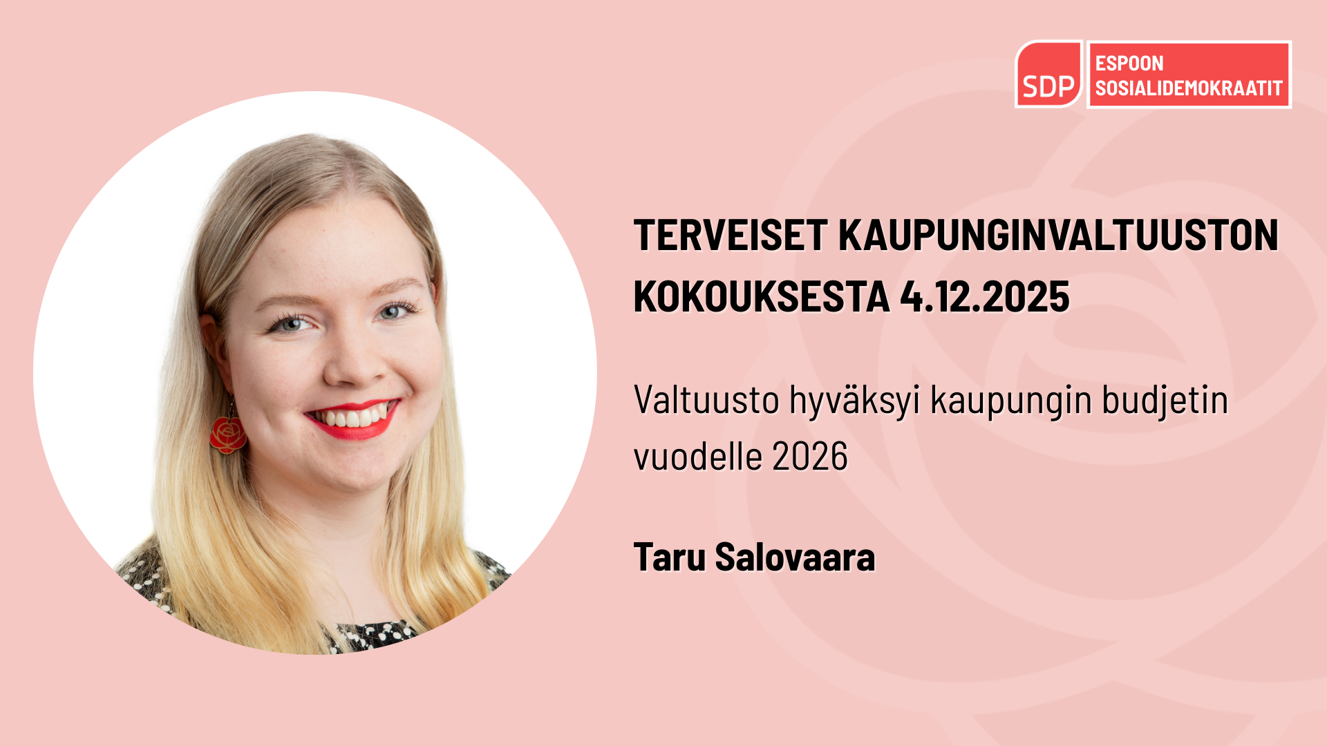 Valtuuston kokousterveiset 4.12.2025